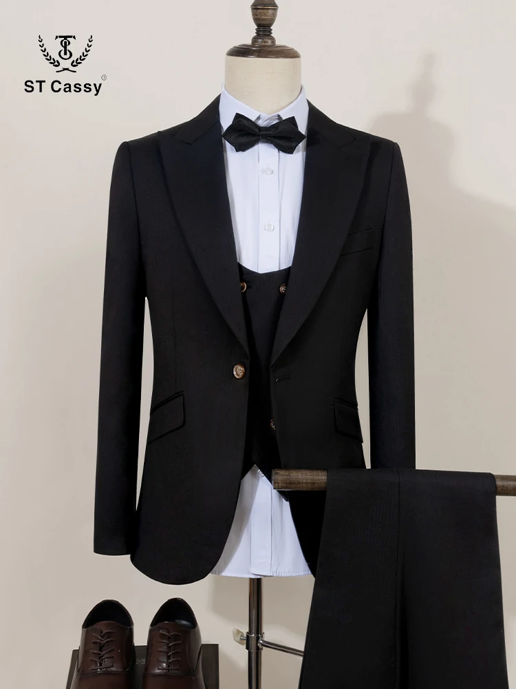Ensemble 3 pièces noir pour homme : Costume de marié élégant