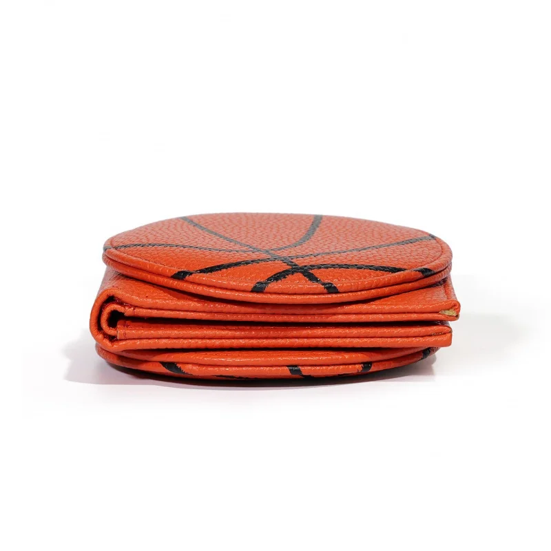 RFID Barrier Leather Men's Basketball, Football, Burger Wallet, PU Leather Double Fold Card Clip, Zippered Coin Pocket