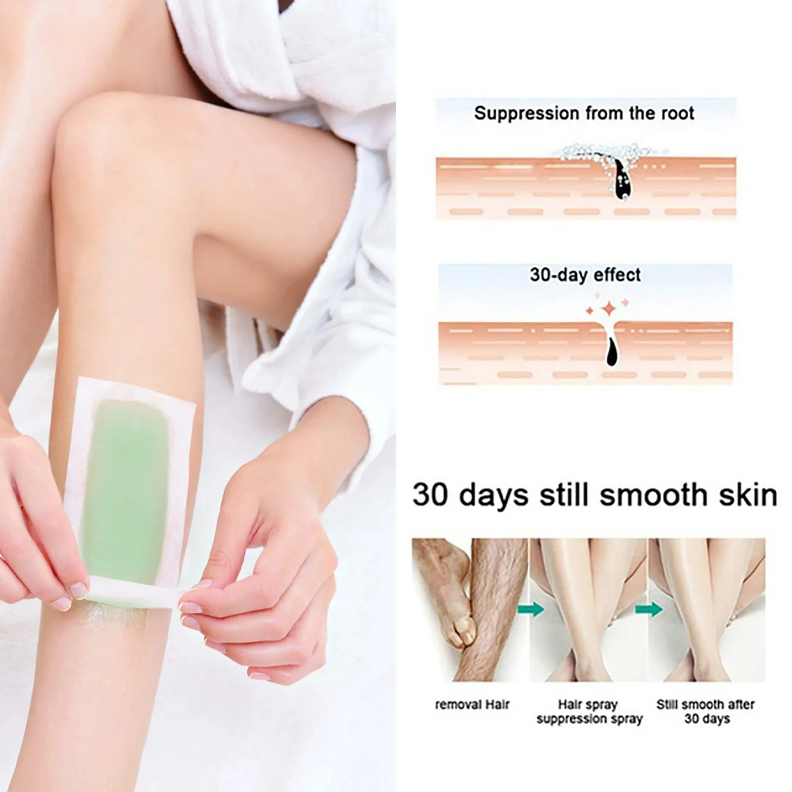Wax Strips Paper for Hair Removal Double Sided Cold Waxing Wipe Stickers Professional Leg Arm Body Upper Lip Facial Epilator Set 4