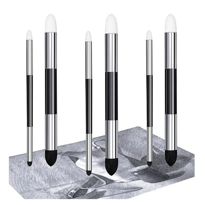 

6Pack Blending Sponge Pens Dual Ended Washable Friction Sponge Brushes Sketch Wipe Reusable Blending For Student Artists