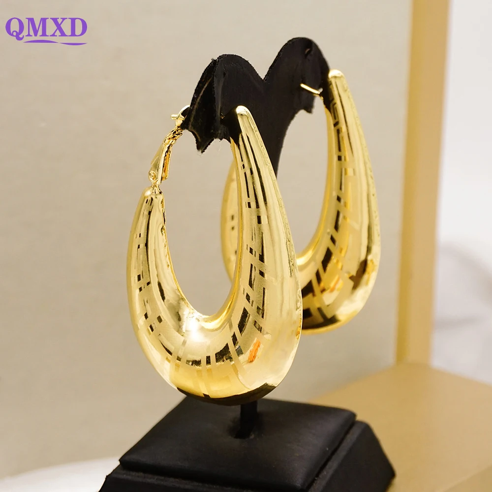 

Fashion Round Hoop Earrings Gold Color Drop Earrings Clip On Earring For Women African Copper Earring Trend Jewelry Wedding Gift