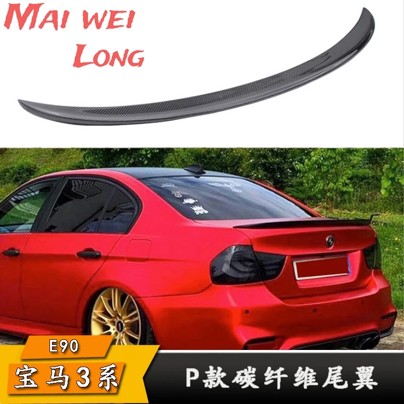 자동차 스타일링 P 스타일 탄소 섬유 리어 루프 스포일러, 트렁크 립 부트 윙, BMW E90 M3 318i 320i 325i 330i 2005-2011 E90 세단용