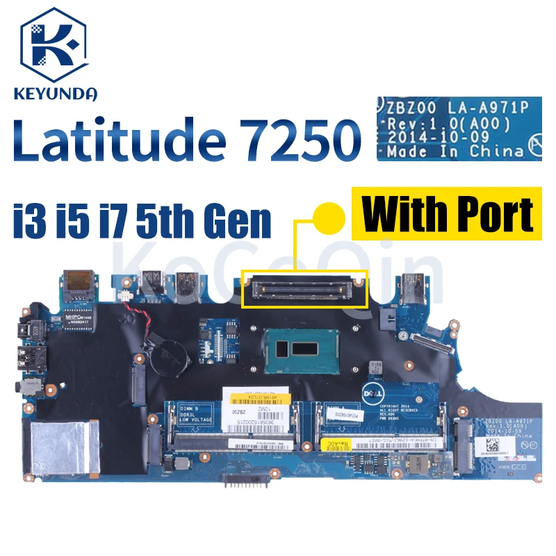 Placa-mãe do Portátil para Dell Latitude La-a971p La-a972p Dell Latitude E7250 7250 0tphc4 0g9cnk 08389n i3 i5 i7 5ª Geração Cpu - Imagem 4