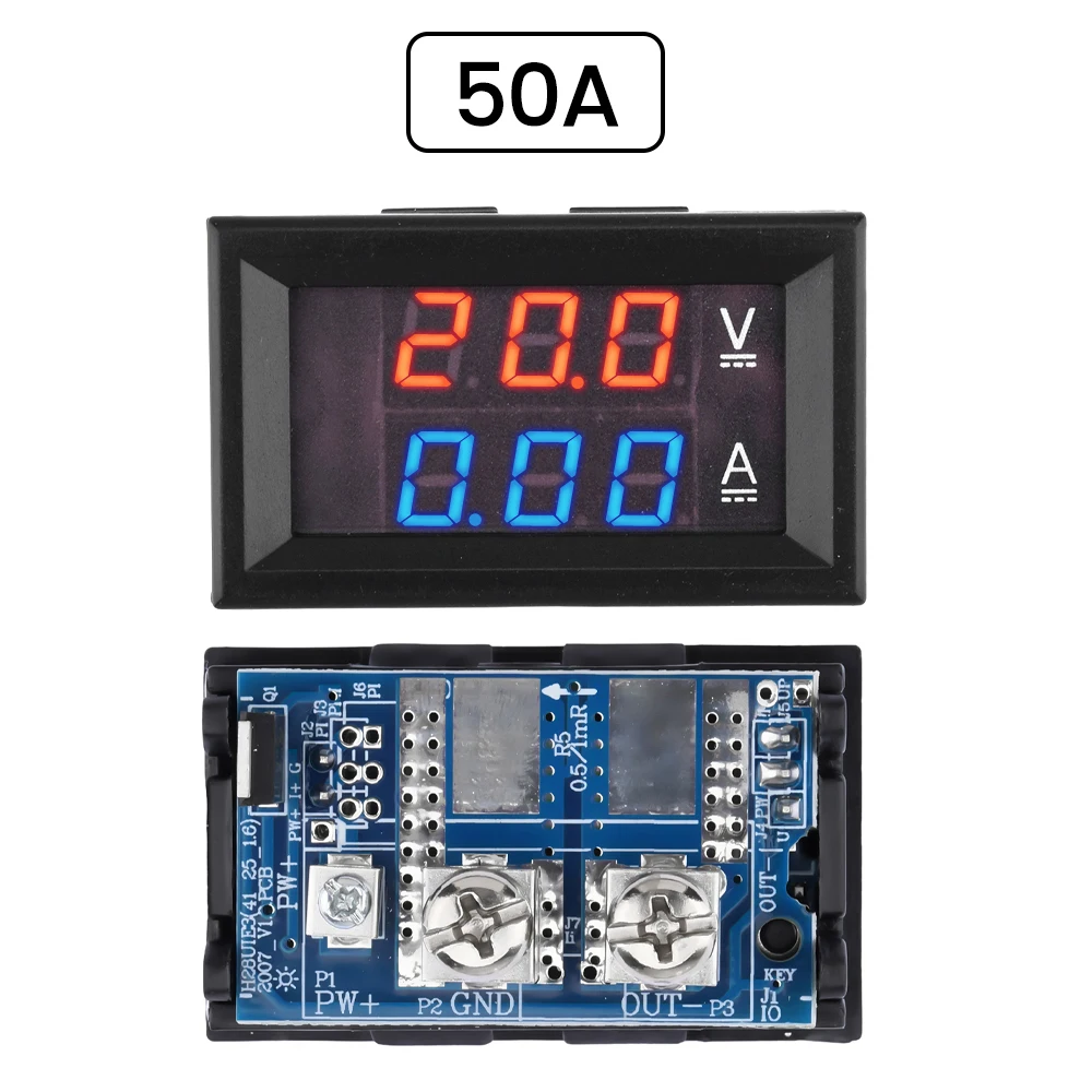 Description Picture 6 of itemDC 7-100V 20A 50A Voltmeter Ammeter Built-in Shunt with Trimmer Dual Digital Volt Meter Gauge Detector Voltage Current Meters