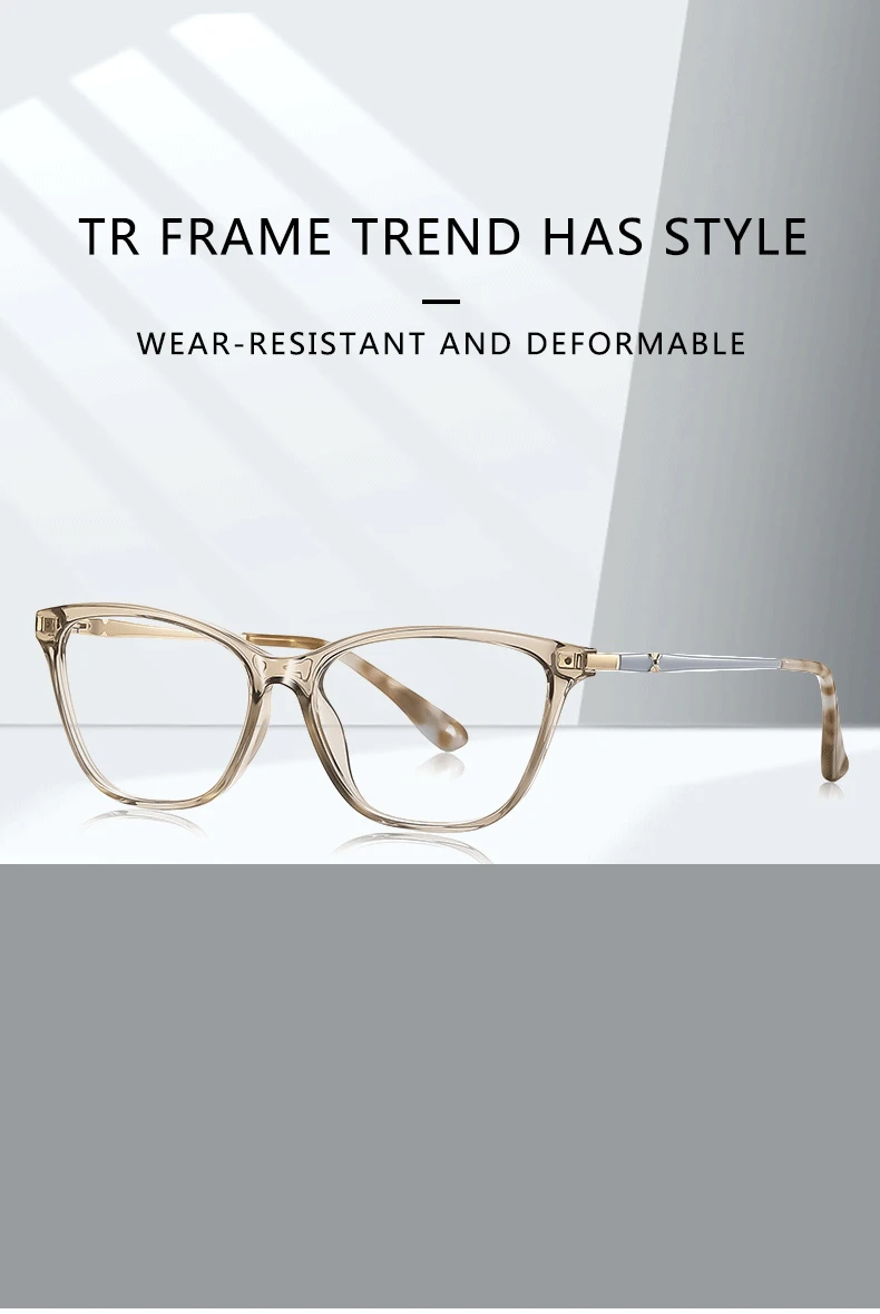 OKH Trendy Damen Cat's Eye TR Metallfeder Myopie Brillengestell Korrektionsbrillen Lesen – Detail 3