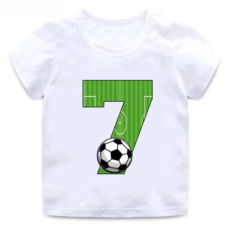 thumbnail image 1 of Camiseta de algodón con estampado de números de fútbol para niños y niñas, divertida camiseta de dibujos animados para cumpleaños de 1, 2, 3, 4, 5, 6, 7, 8 y 9 años, 1 of 5