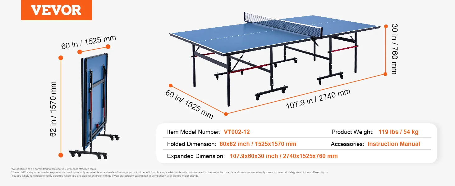 Ensemble de table de ping-pong pliable et portable Vanuatu