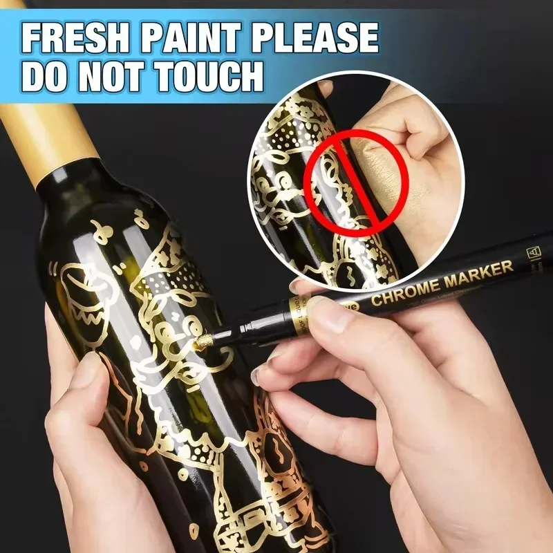 Chrome Mirror Marker Pen 1mm DIY Reflective Paint Pen Permanent Gold SILVER Marker Touch Up Model Painting Marking 1pcs permanent marker pen,marker pens,permanent marker,permanent markers,paint marker pen,markers pen,marker pen,art marker pens,paint marker pens,metallic markers pens