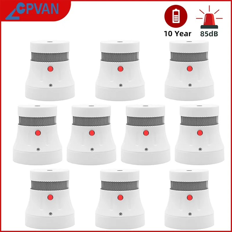 Smoke Alarm CPVAN Fire Smoke Detector 10 Years battery Home Security Independent Smoke Alarm Sensor 85dB Safety protection System Fire Alarm