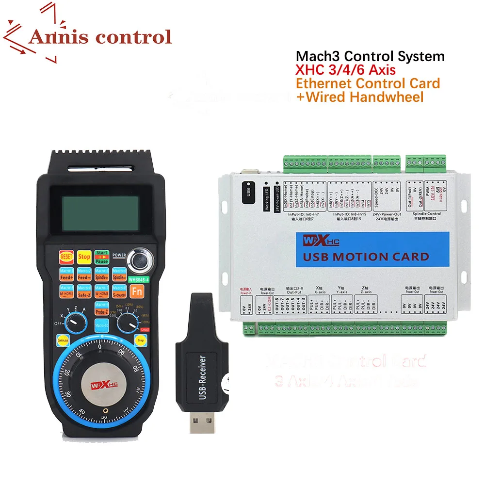 

Mach3 Controller Kit XHC 2MHz Ethernet Breakout Board 3 4 6 Axis Motion Control Card With MPG Wireless Pendant Handwheel WHB04B