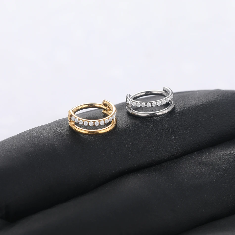1 Stück Titan Nase Hoop Daith Ohrring Conch Helix Septum Piercing Clicker Segment Helix Rook Ohr Piercings Frauen Körperschmuck 16G – Detail 18