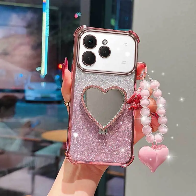 3-Piece Set: Phone Case with Lanyard and Heart-Shaped Stand – Stylish and Functional Phone Protection