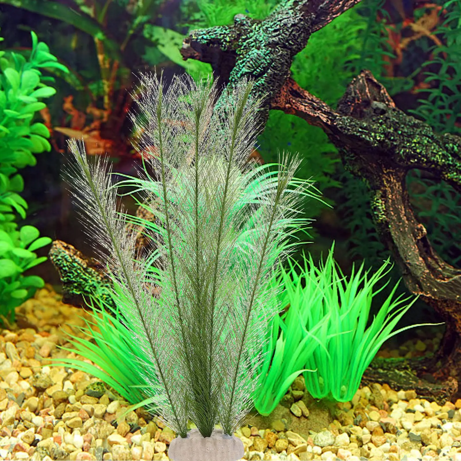 2Pcs Silk Plants Aquarium Fish Tank Decorations Plastic Lifelike Plants Pet Products Underwater Grass nament Artificial Green