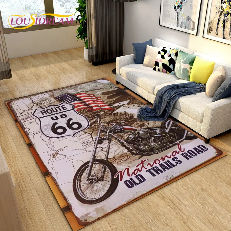 Alfombra antideslizante para el suelo de la cocina, Felpudo de entrada,  decoración del hogar, sala de estar, dormitorio, alfombra de baño, diseño  Route 66 - AliExpress