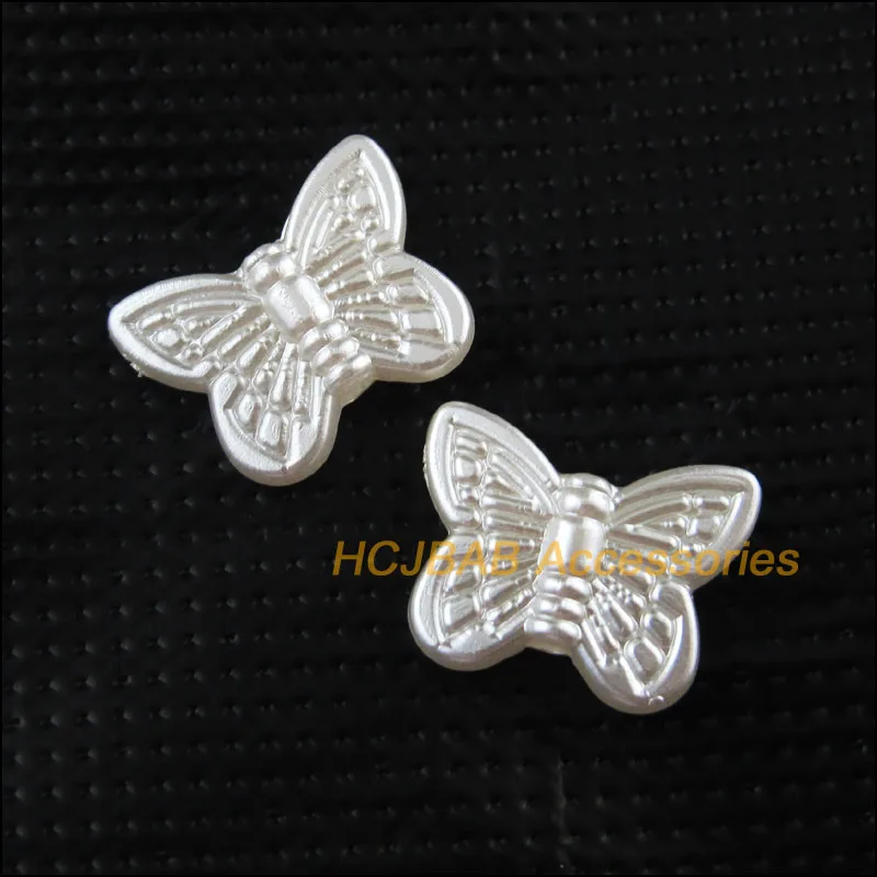 

120Pcs Pearl White Acrylic Animal Butterfly Spacer Beads Charms 11x14mm