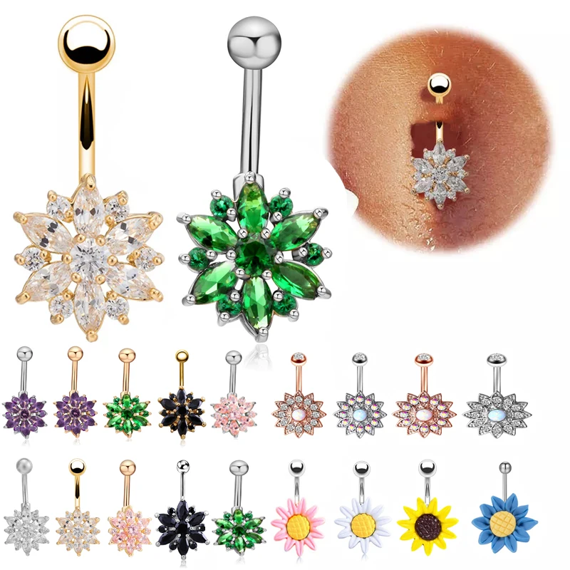 Crystal Belly Button Rings Reversed Bar Zircon Drop Dangle Surgical