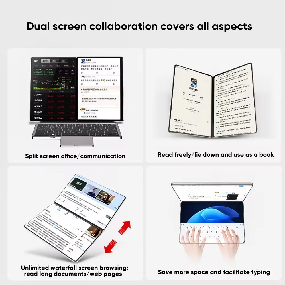 Topton Dual Touch Screen Laptop Intel i3 1215U 10.95inch 180°Portable Foldable Monitor 1920*1200 IPS Office Study PC Windows 11 5
