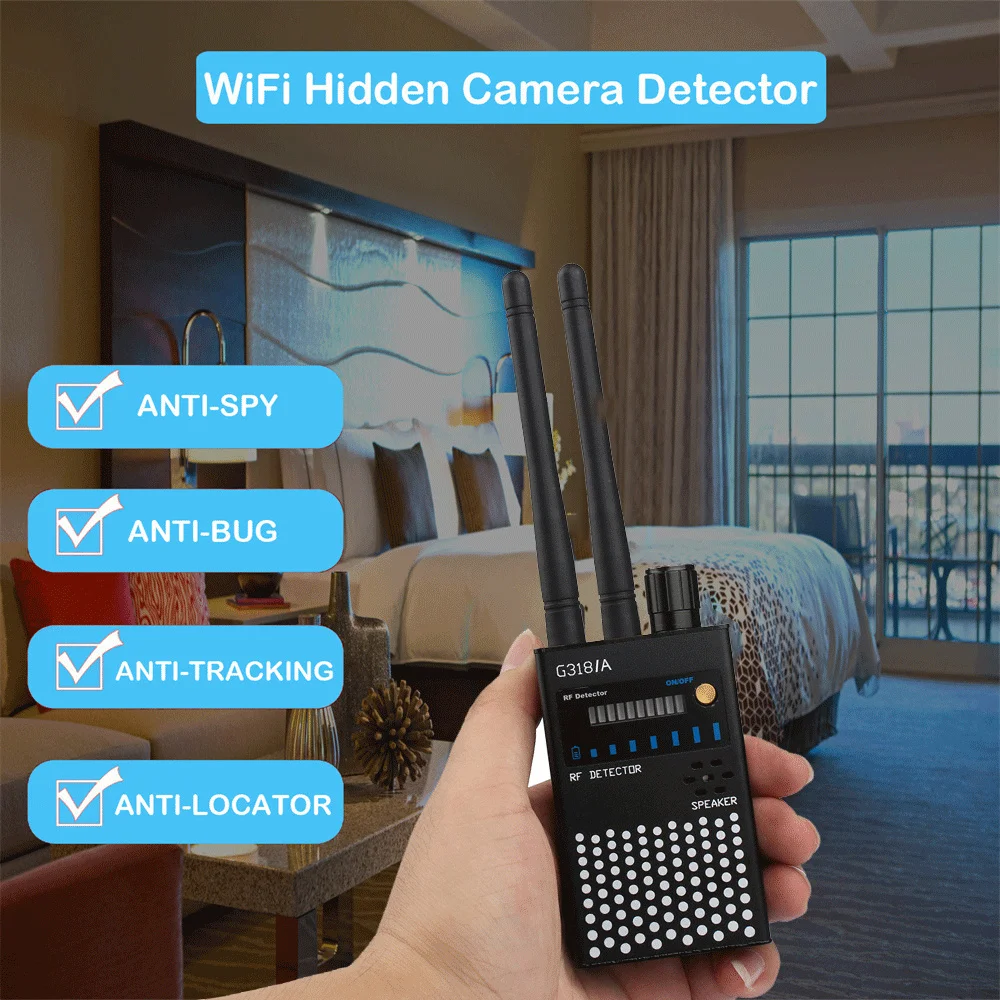 

G318 1MHz-8000MHz Wireless RF Signal Detect GSM Radio Device WiFi Bug Finder Hidden Camera GPS Tracker Spy-Cameras Scanner G318A