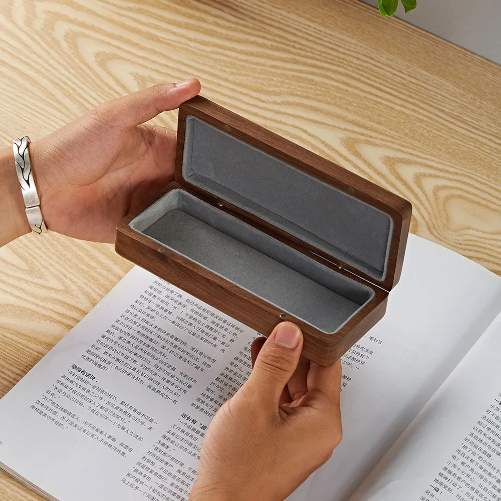 

Portable Myopia Men and Women Glasses Box Black Walnut Storage Box Glasses Case Wooden Case