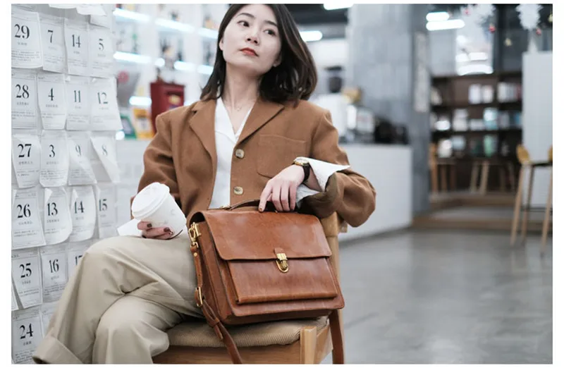 PNDME mode luxus echtem leder frauen aktentasche designer business casual echt rindsleder arbeiten handtasche schloss umhängetasche – Detail 2