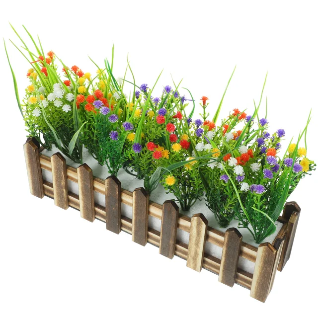 Mesterséges Virágkerítés Mini Virágok Elrendezése Középpont Dekorációs Iroda Műszál Fa Cigány Otthoni Kiegészítő