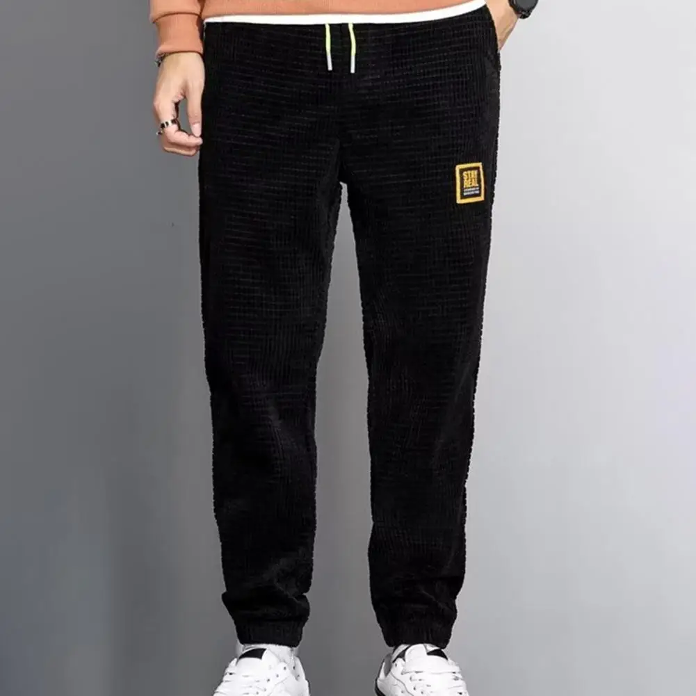 

Брюки-султанки мужские вельветовые, однотонные прямые брюки Slim Fit в повседневном стиле с эластичным поясом, на осень-зиму