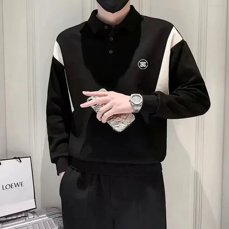 High quality Men's Golf Polo Shirt Spring Autumn thick Fashion lapel Golf T-Shirt Outdoor Sports Casual golf wear clothing 골프웨어