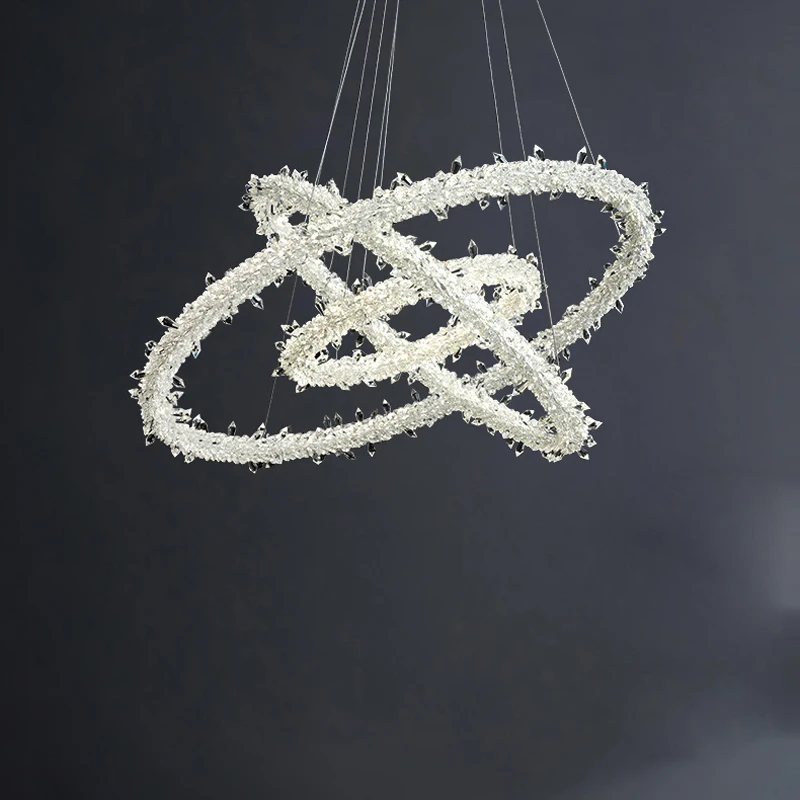 

LED Dimmable Silver Gold Crystal ICE Ring Designer Hanging Lamp Chandelier Lighting Lustre Suspension Luminaire Lampen For Foyer