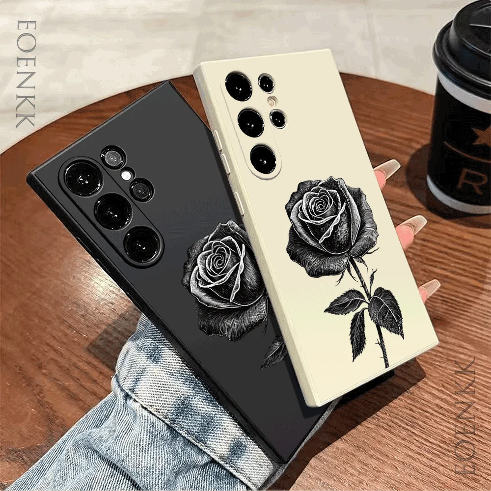 Elegant Rose Sketch Soft Phone Case - Fashion Gift Cover