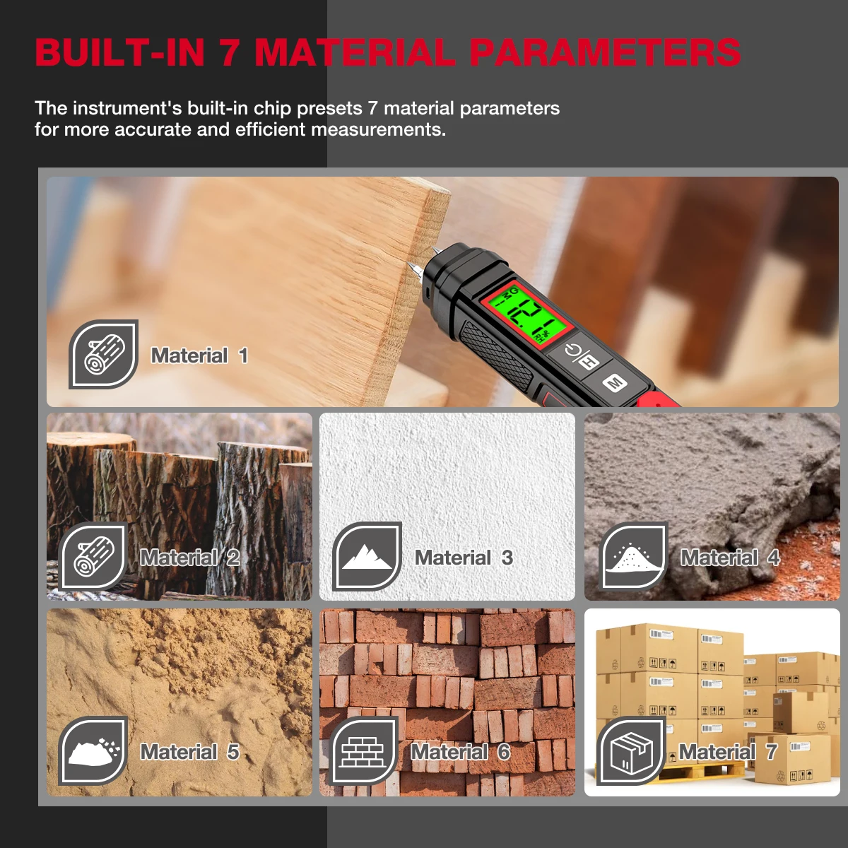 HABOTEST HT67 Pen-Type Digital Wood Moisture Meter LCD Display 0-58% Timber Damp Detector Concrete Cement Brick
