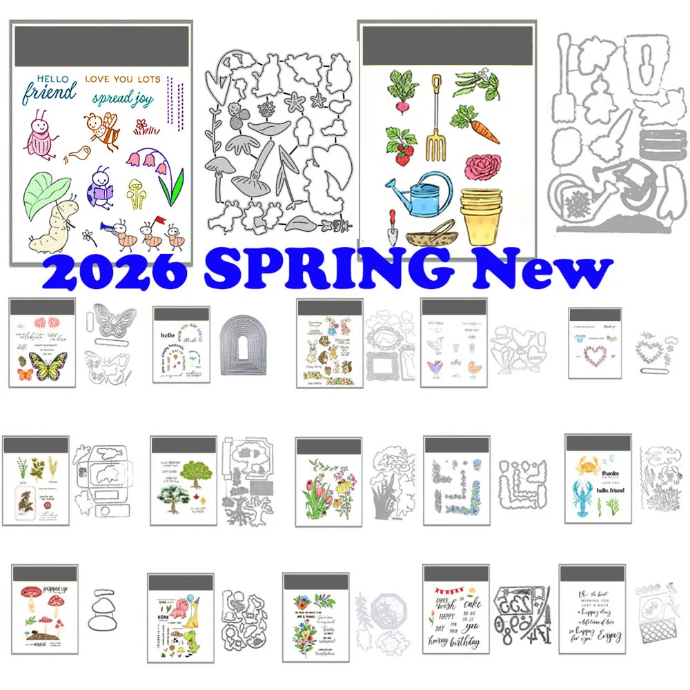 스프링 커팅 다이 및 클리어 스탬프 세트 스크랩북 다이 다이어리 장식 DIY 카드 제작 스탬핑 플레이트 공예