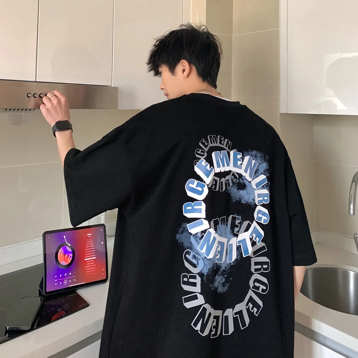 

Printed short-sleeved T-shirt Men's Spring New Fashion Brand ins Loose Large Round Neck Half Sleeve American High Street Casual