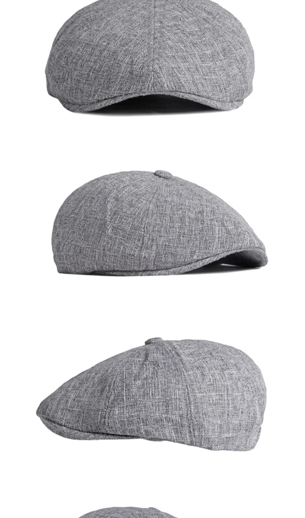 HT3658 Atmungsaktive Frühlings- und Sommermützen für Herren und Damen, Baumwolle-Leinen Verstellbare Ivy Flat Cap, Unisex Achteckige Baskenmützen – Detail 5