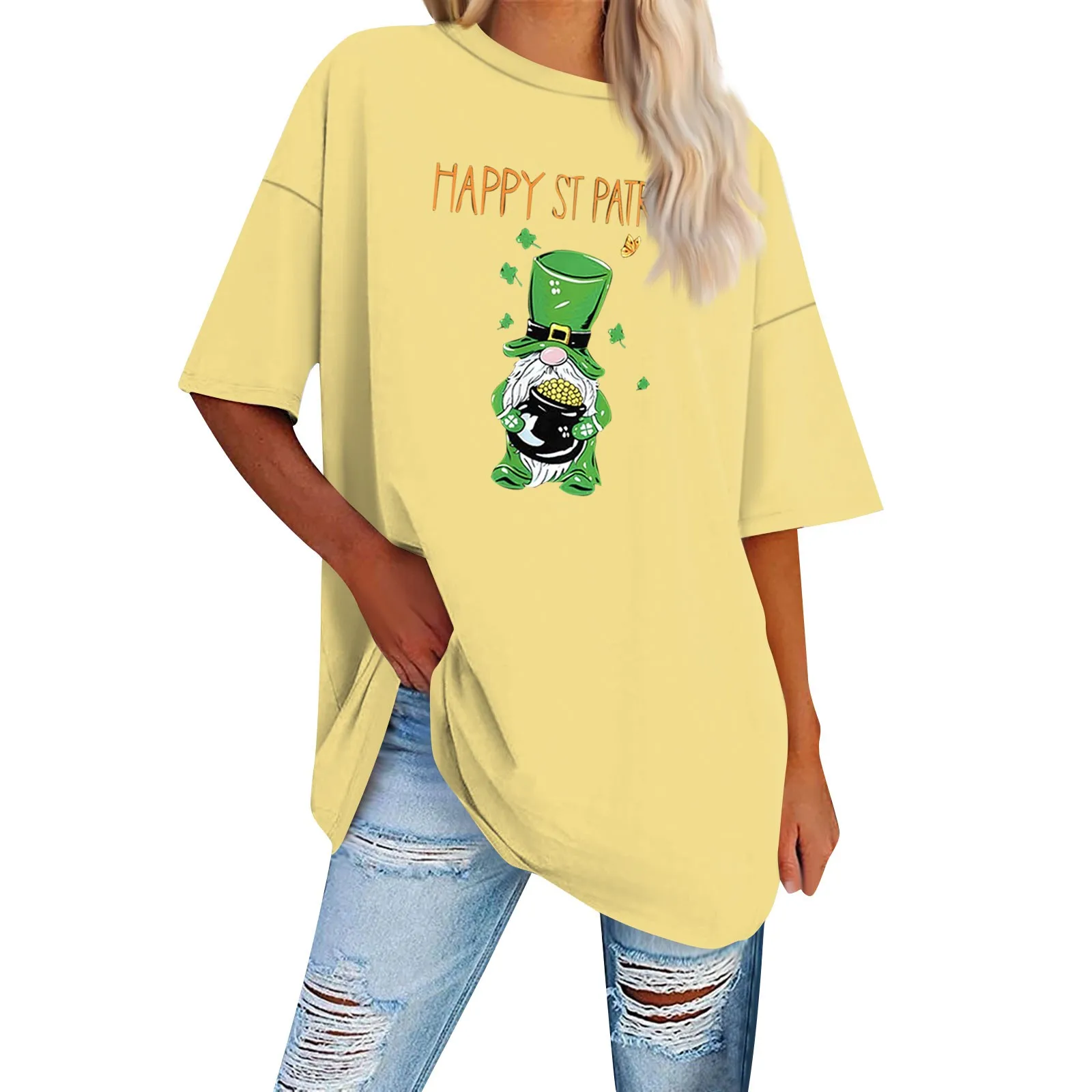 

St. Patrick's Day Shirt For Women Shamrocks Solid Color T-Shirt Short Sleeve Top تي شيرت Топы больших размеров koszulki 여성여름의류