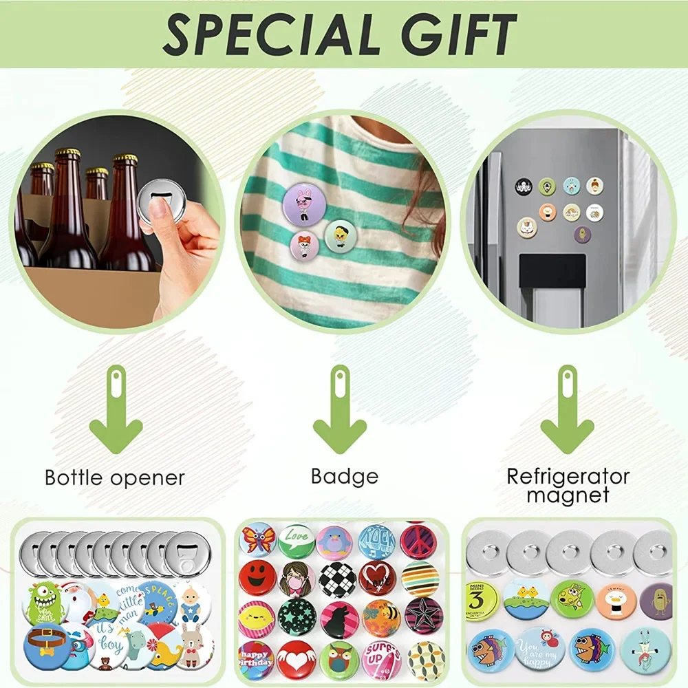 Button Maker Machine 25-58MM Badges Button Maker Machine Kit DIY Pin Badges Punching Press with 100-500Pcs Parts + Circle Cutter