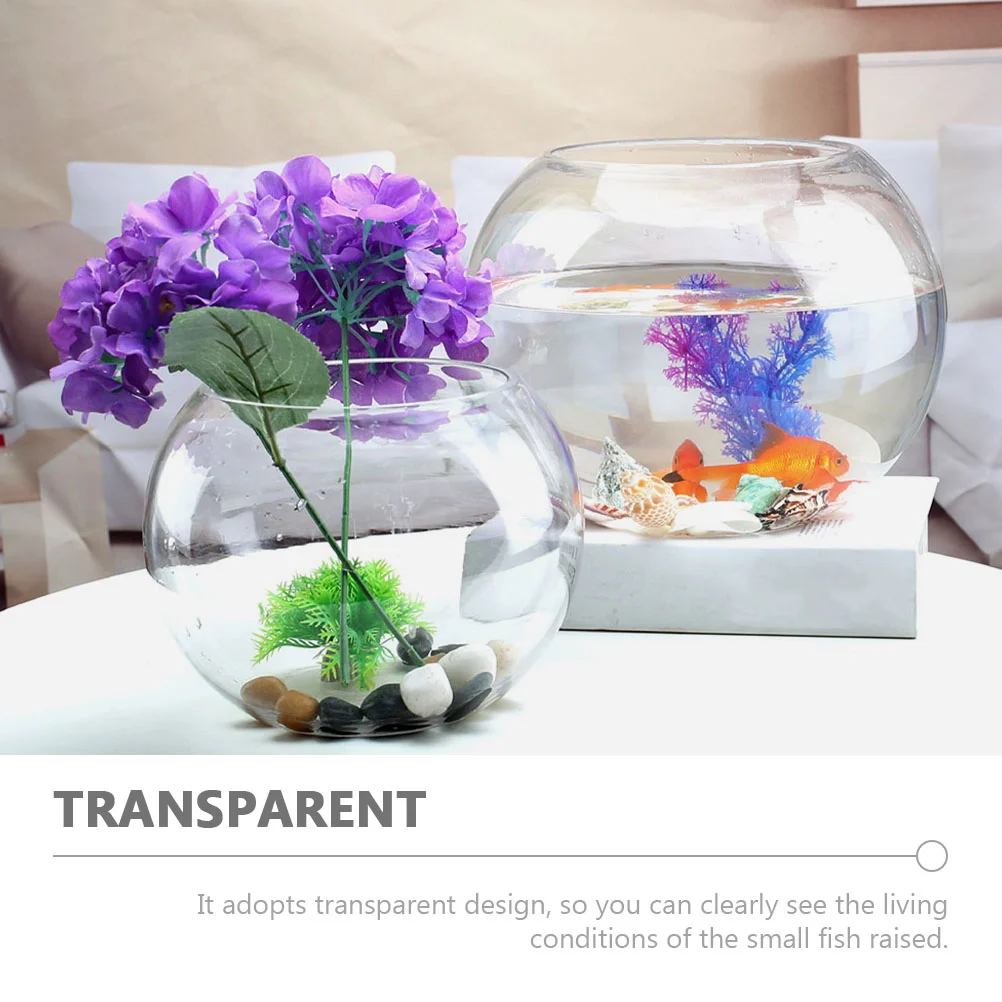 Glass Fish Tank Pom Vases Wall Hooks Decorative Goldfish Bowl Hydroponic Aquarium Transparent Desktop Square 3