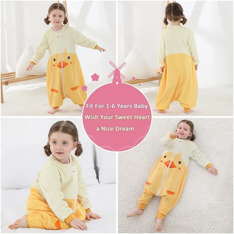 MICHLEY Halloween Cute Duck Cartoon Sleepsack Sleeping Bag Sack Swaddle Long Sleeve Sleepwear Wearable Blanket For Girl Boy 1-3T - Image 4