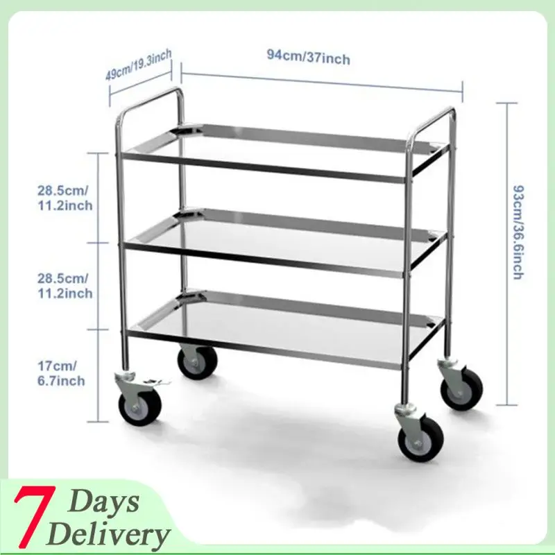 Scaffale A 3 Strati In Acciaio Inossidabile Carrello Da Pranzo Carrello Da Pavimento Carrello Per Servizio Di Ristorazione Auto Per Uso Domestico Hote