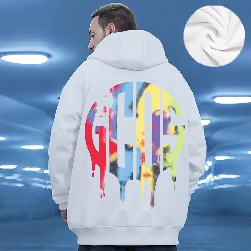 Hooded Sweater Men's Trendy Brand Large Size M-8XL Men's Autumn And Winter Style Plush And Thick Fat Hip-hop Pullover Jacket