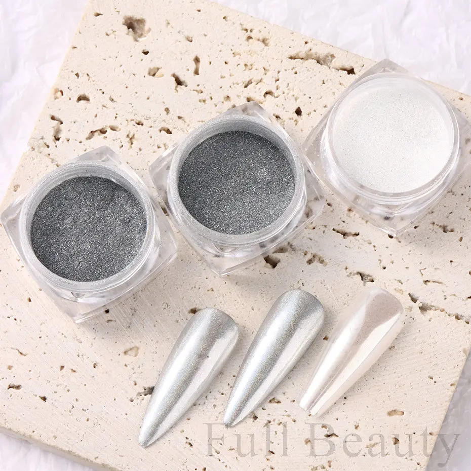 Nail Powder Pigment Aurora Laser Silver Effect Rubbing Dust Glitter Iridescent Gel Polish Manicure NFF-012 nail powder nail pigment nail glitter nail decoration nail decorations