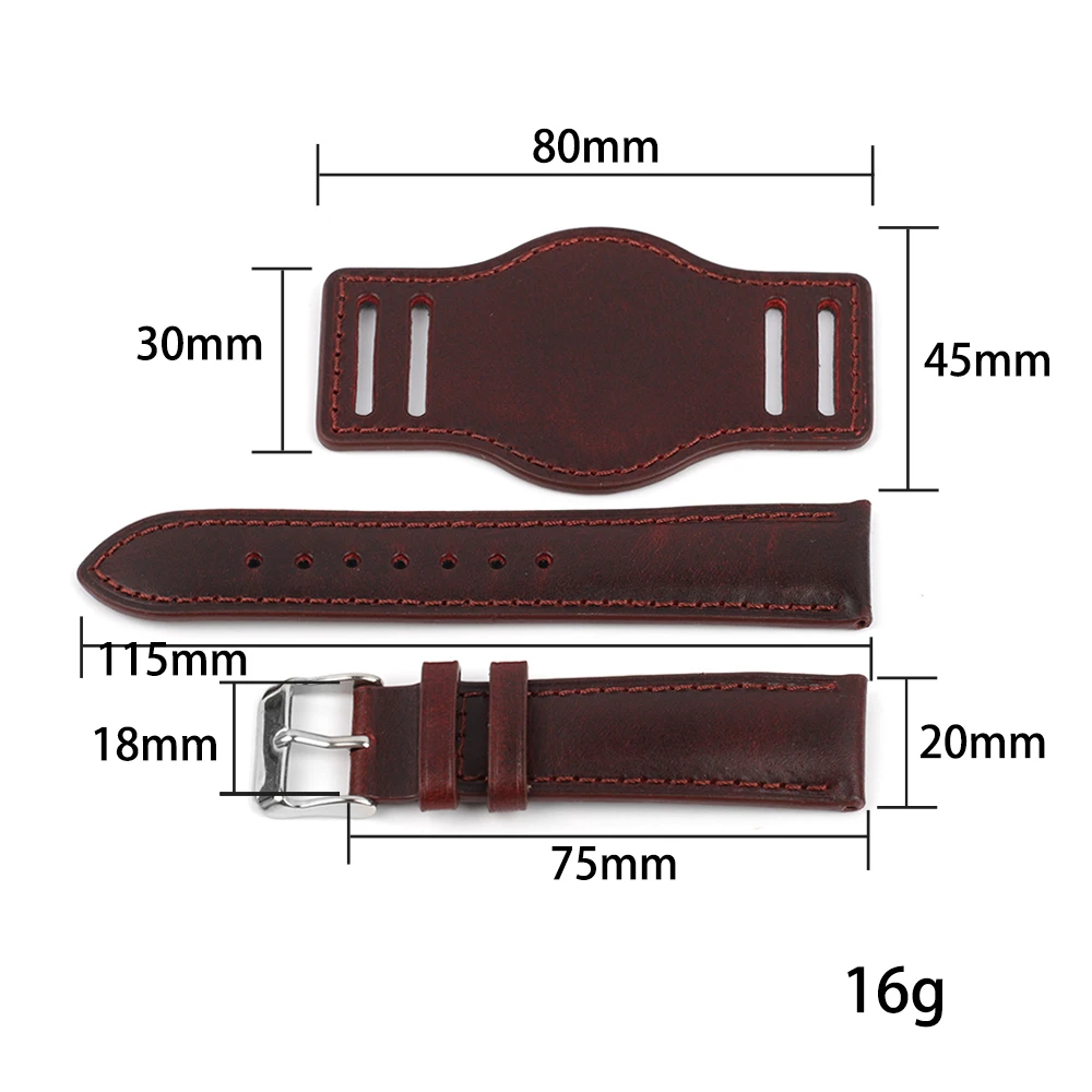 Retro Handmade Genuine Leather Watch Strap in Matte Brown Coffee