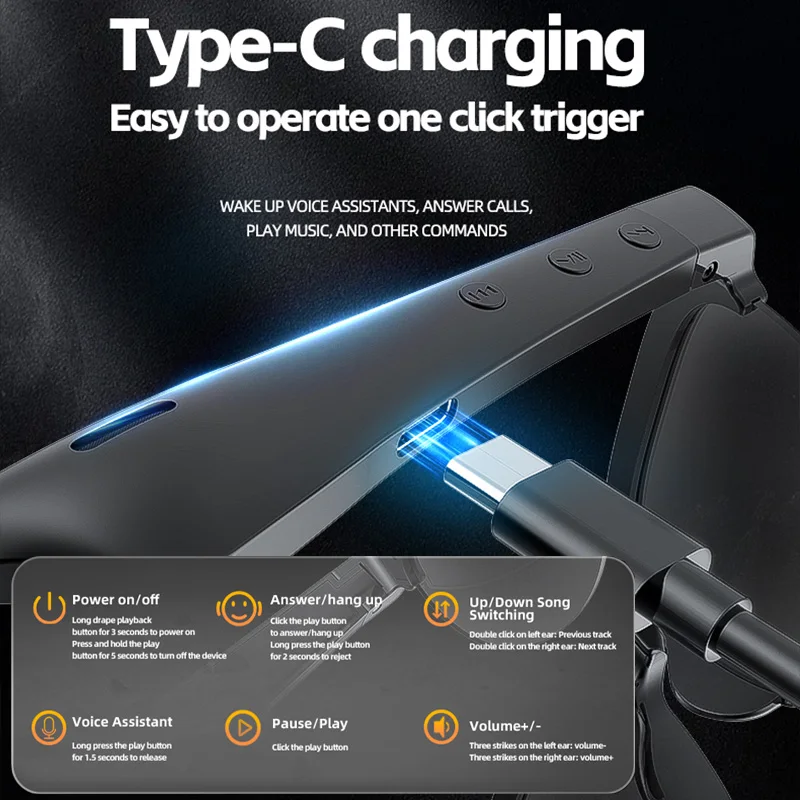 Original Bluetooth Glasses Sports Driving Bluetooth Sunglasses Wireless Bluetooth Headset Ear Hook Earbuds Wireless Headphones 5