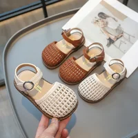 Baby Girls Woven Sandals Summer Children Princess Shoes Kids Beach Sandals Soft Sole Anti Slip Comfortable Infant Barefoot Shoes 1