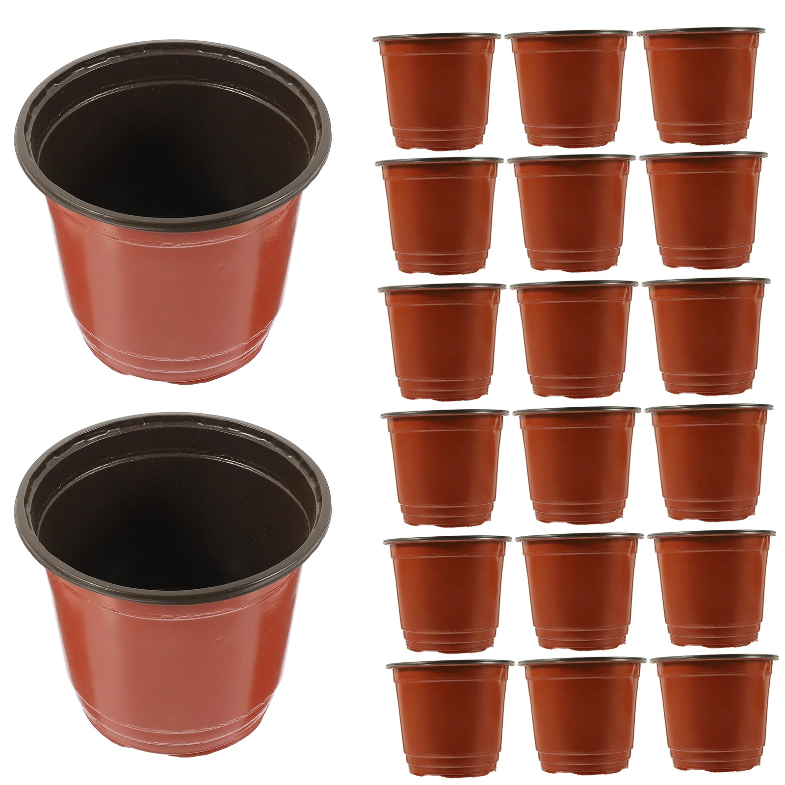 

50Pcs Planters with Drainage Holes 12cm Nursery Pots Starting Pot Flower Container for Succulents Cuttings Transplanting Brown