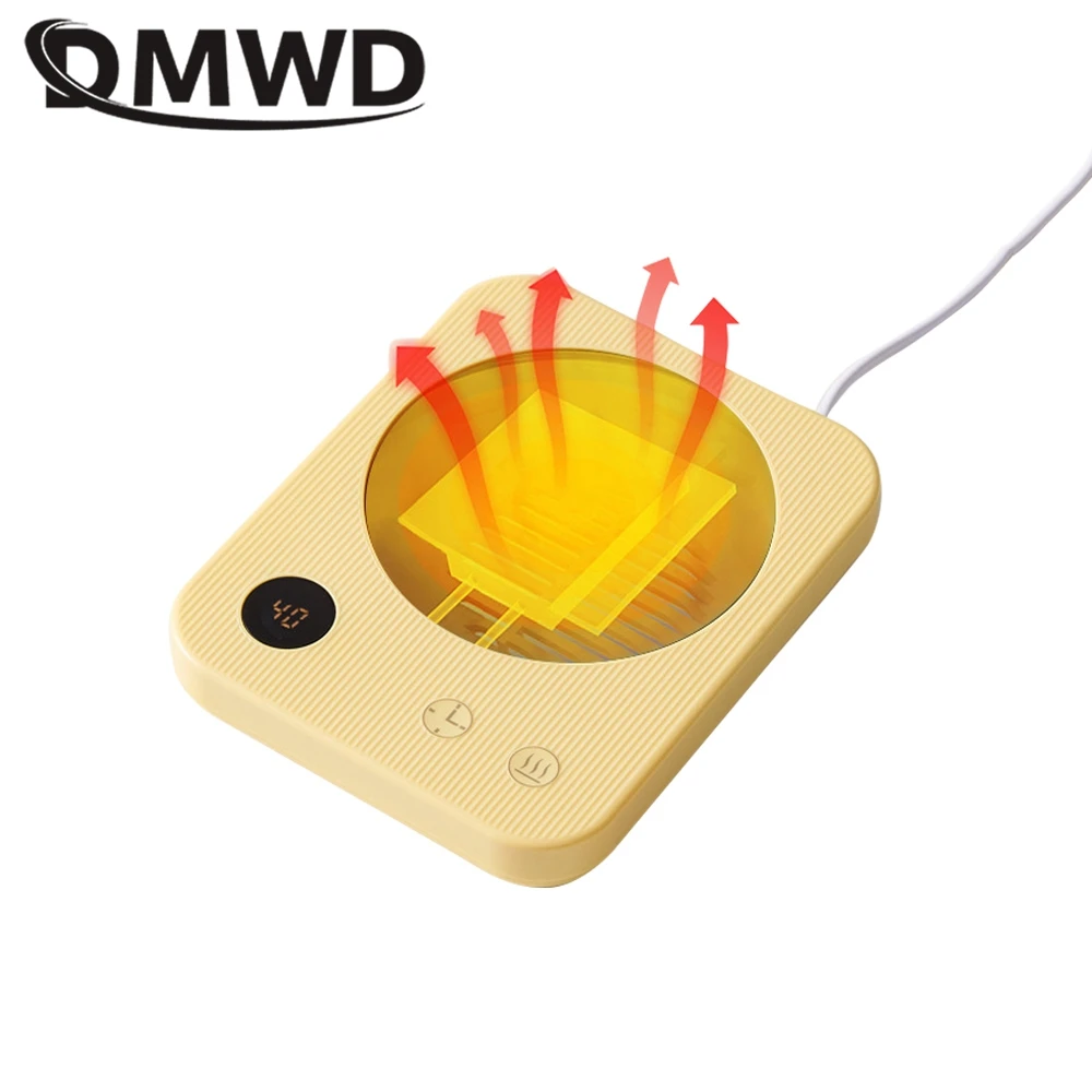 DMWD Household Heating Coaster Electric Hot Plate Portable Milk Warmer 4 Gears Thermostat Pad Office Heater With Cup Tea Maker