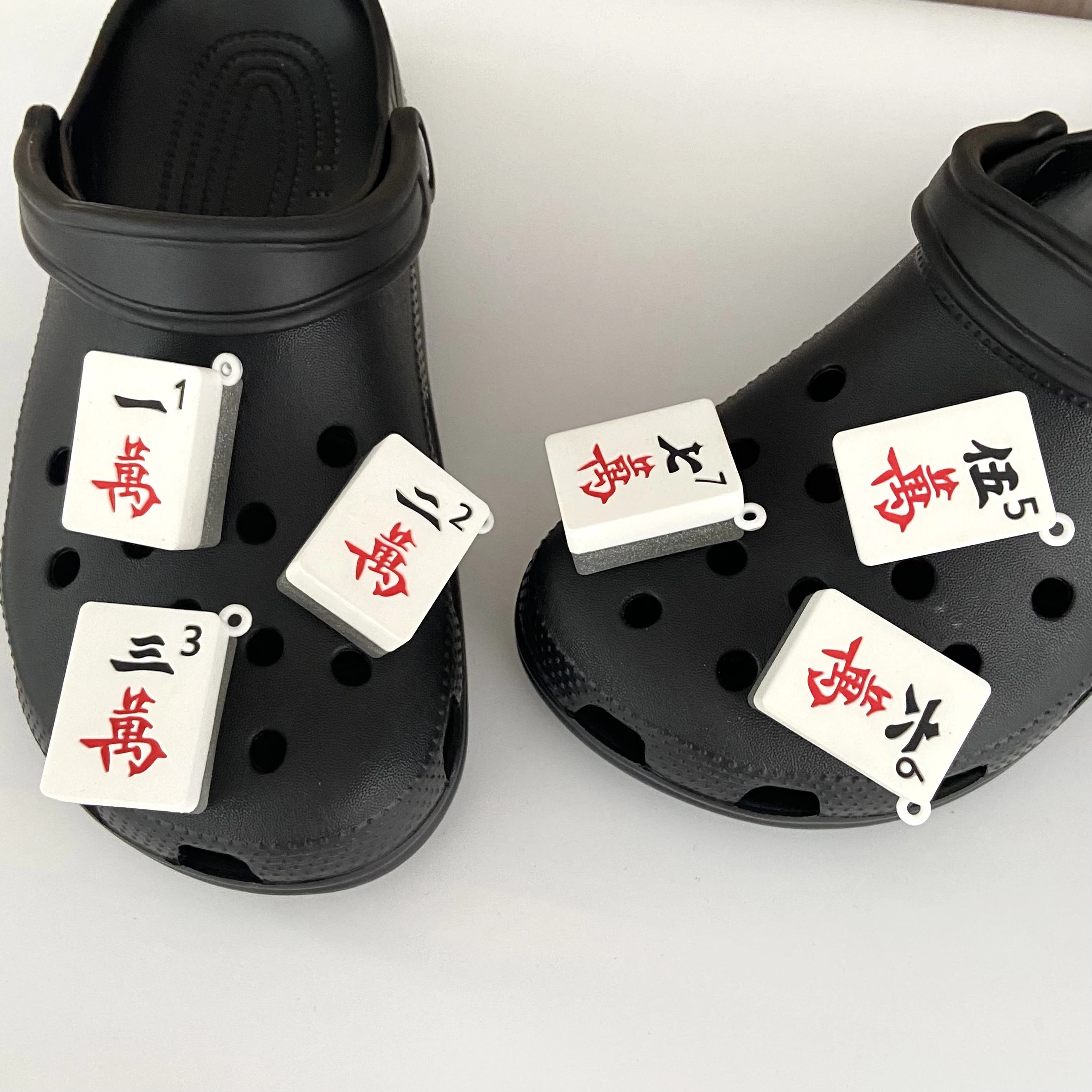 1PC Chinese Mahjong series perforated shoe flower decoration, DIY shoe accessories