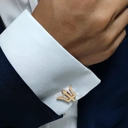 Personality Gold Plated Stainless Steel French Shirt Cufflinks for Men Fashion Trident Shape Man Suit Cufflink Fine Jewelry Gift