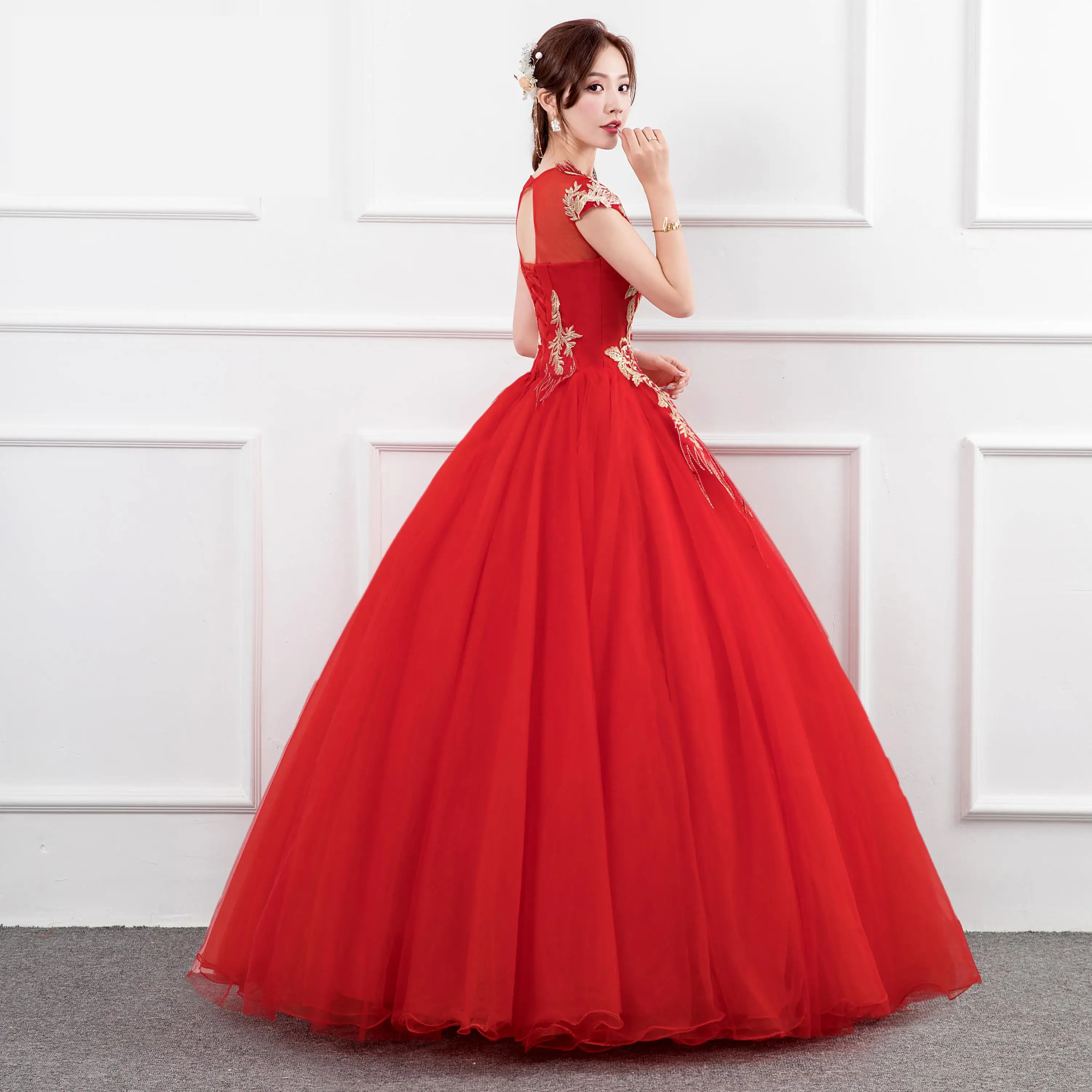 Red Quinceanera Dresses Gryffon Sequin Ball Gown Short Sleeve V-neck Party  Dress Vintage Prom Dress Plus Size Vestidos - Quinceanera Dresses -  AliExpress