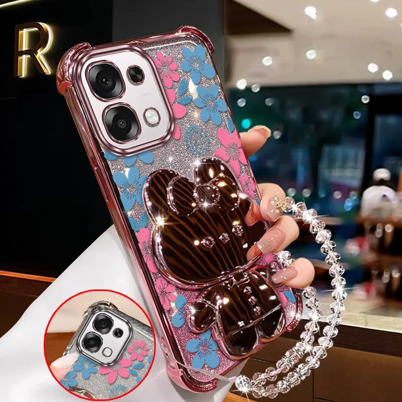 3-Piece Blue Floral Phone Case Set with Lanyard and Stand