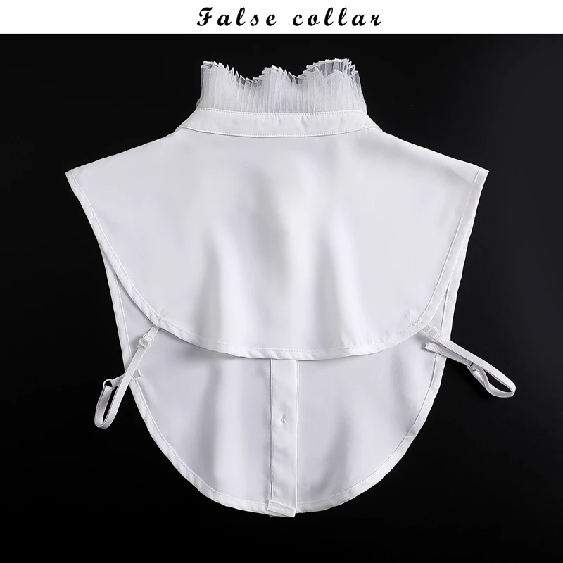 Elegant White Layered Doll Collar Half Shirt Blouse Detachable False Collar Ruffled High Neck Sweater Decorative Collar
